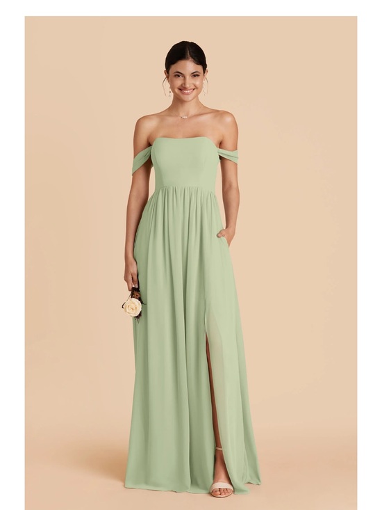 Birdy Grey Dresses & Skirts - Birdy Grey Strapless Sage Green Maxi Dress with Side Slit